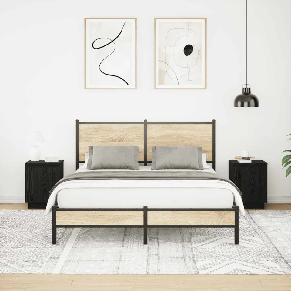 vidaXL Nachtkastjes met LED-verlichting 2 st 38x34x50 cm zwart, foto 4