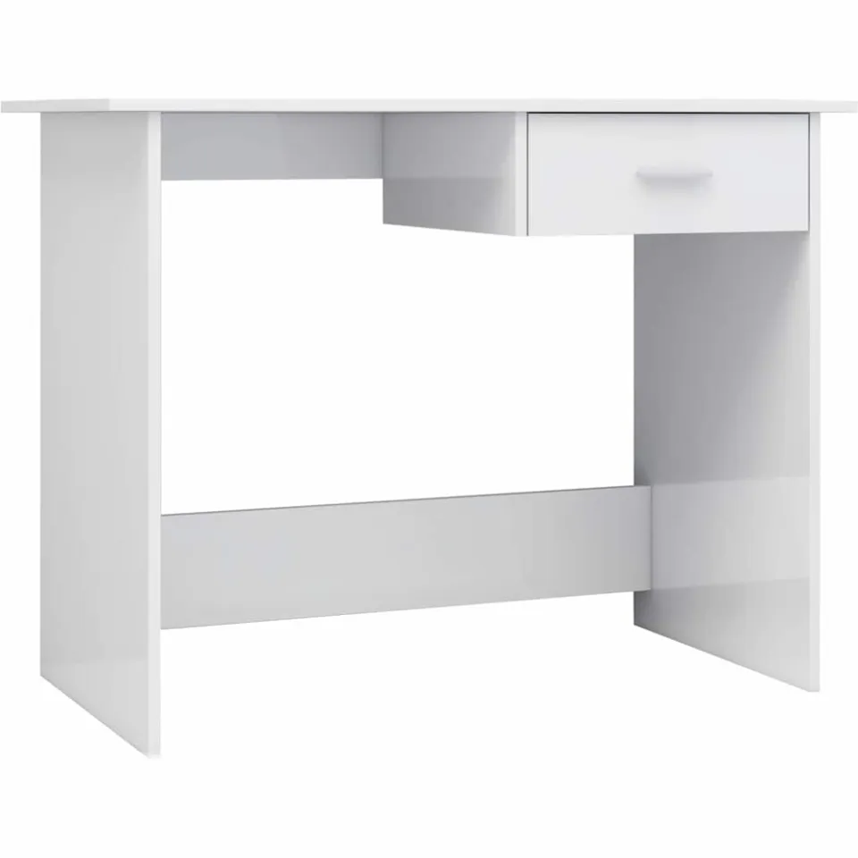 vidaXL Bureau 100x50x76 cm bewerkt hout hoogglans wit, foto 3