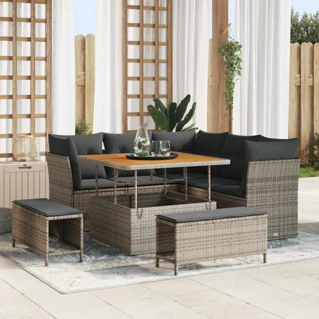 vidaXL Tuinbankenset 8 st Grijs poly rattan, foto 2