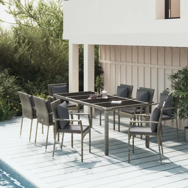vidaXL 9-delige Tuinset met kussens poly rattan grijs, foto 2