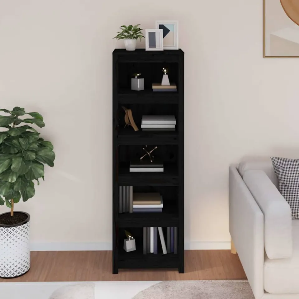 vidaXL Boekenkast 50x35x154 cm massief grenenhout zwart, foto 4