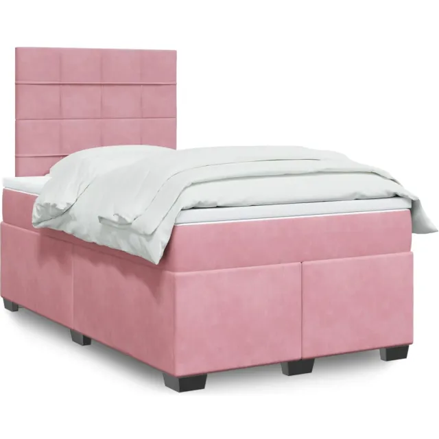 vidaXL Boxspring met matras fluweel roze 120x200 cm