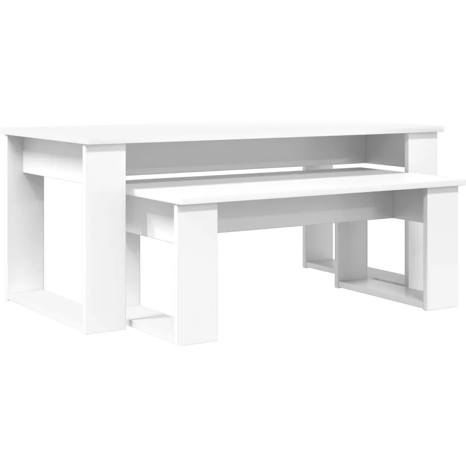 vidaXL Koffietafel Set 2 st Wit 100 x 50 x 42 cm Bewerkt hout, foto 3