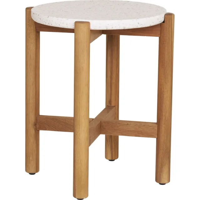 House Nordic Sidetable Terracina Acacia Naturel/Wit Ø37cm