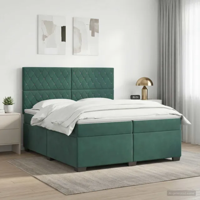 vidaXL Boxspringbed met matras Donkergroen 200 x 200 cm Fluweel