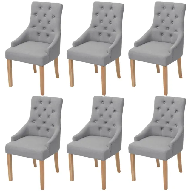 vidaXL Eetkamerstoelen 6 st stof lichtgrijs
