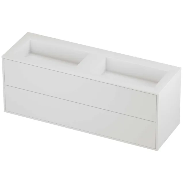 Proline Aristo Badmeubelset Polystone Elegant Dubbel 140x46x54 cm Glans Wit Mat White Mat Wit