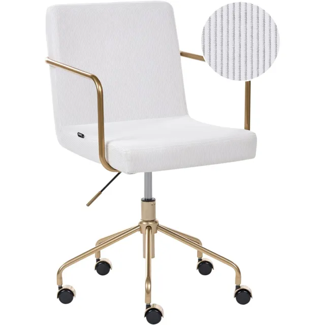Beliani TRINITY - Bureaustoel - Gebroken wit - Corduroy