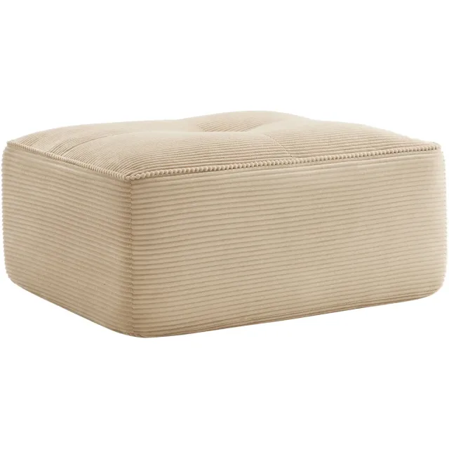 MUVANO Cordelia Hocker beige - Grote voetenbank met diepe zit - Krasbestendige corduroy poef - Frameloze lounge hocker - 92x73x40 cm - Modulair - Woonkamer Beige