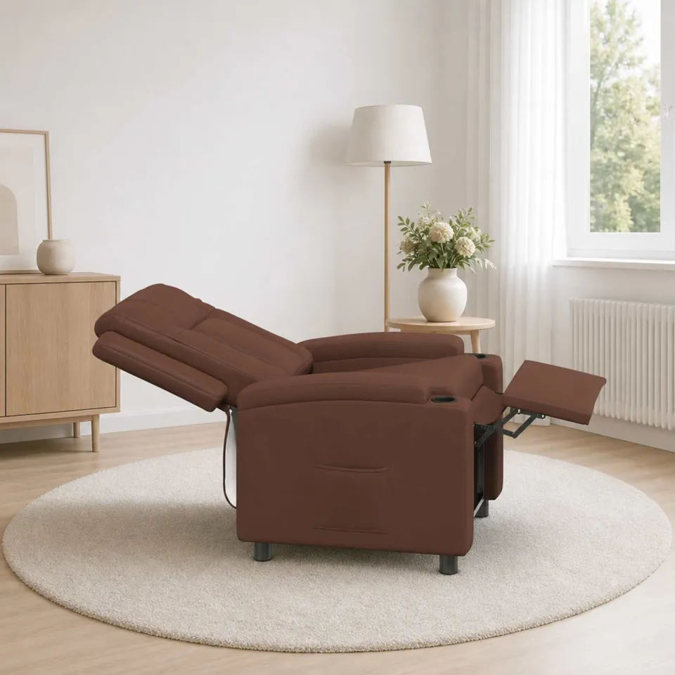 vidaXL Ligstoel Bruin 75 x 95 x 100 cm Stof, foto 2
