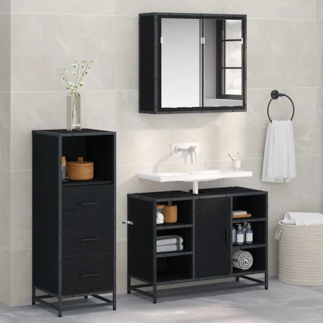 vidaXL Badkamermeubelset 3 st Oud Hout 35 x 37,5 x 166 cm Bewerkt hout bruin, foto 2