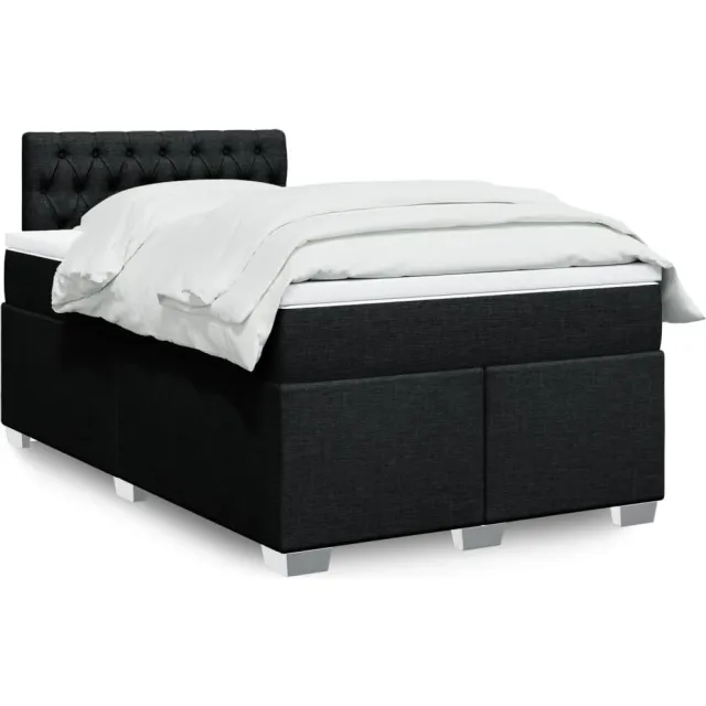 vidaXL Boxspring met matras stof zwart 120x200 cm