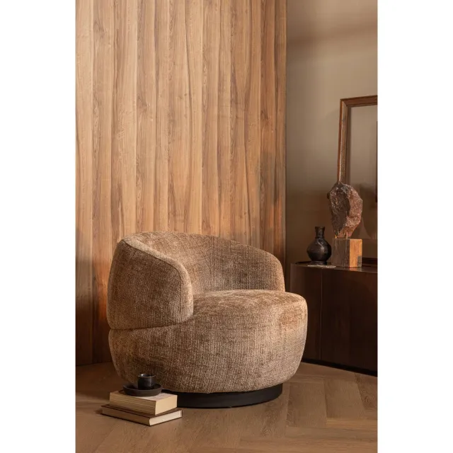 WOOOD Woolly Draaifauteuil - Chenille - Zand - 71x84x88
