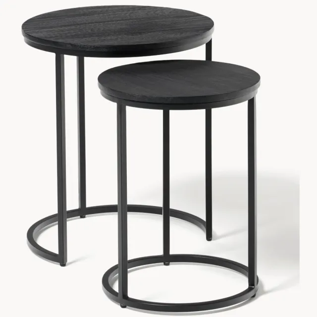 Westwing Collection Bijzettafels Andrew van mangohout, 2-delig Zwart