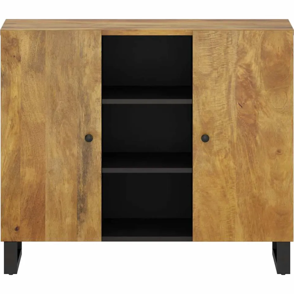 vidaXL Dressoir met 2 deuren 90x33x75 cm massief mangohout bruin