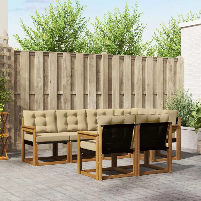 vidaXL Buiten bankenset 7 st Natuurlijk en Beige Bruin