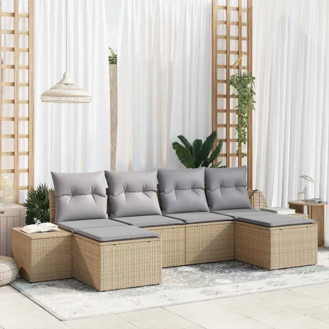 vidaXL Tuin Sofa Set 6 st Beige poly rattan