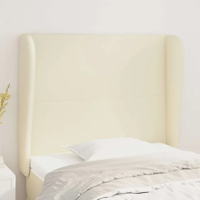 vidaXL Hoofdbord met randen 103x23x118/128 cm kunstleer crèmekleurig