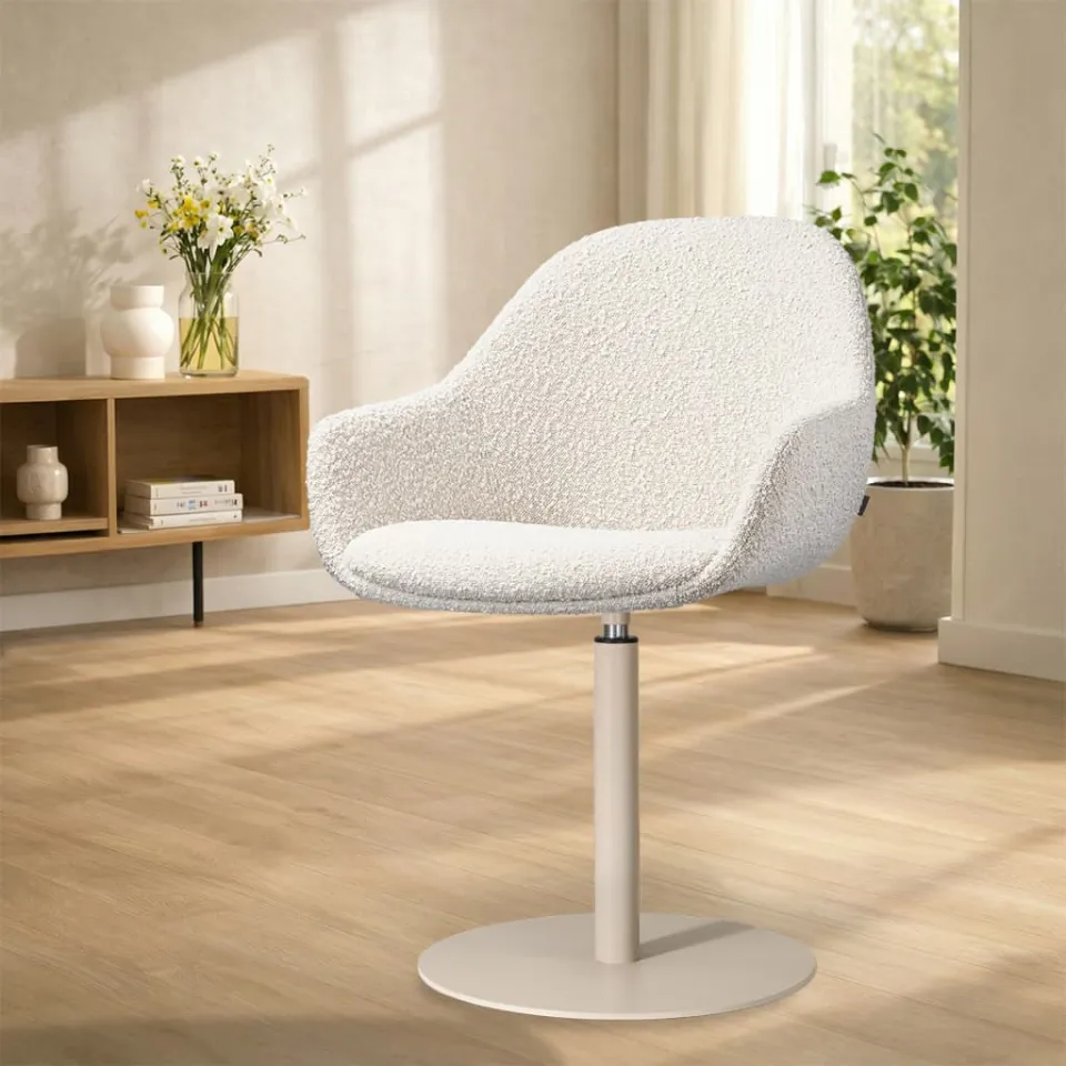 Nolon Niva-Mae draaibare tulp eetkamerstoel bouclé beige - beige onderstel, foto 2
