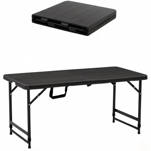 CHICFURN Tuintafel - 4 personen - In hoogte verstelbaar - Opklapbaar - Zwart