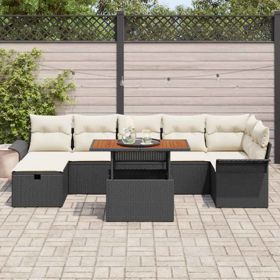vidaXL Tuin Sofa Set 8 st Zwart poly rattan, foto 3
