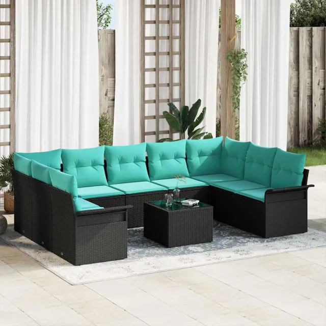 vidaXL Tuin Sofa Set 10 st Zwart poly rattan