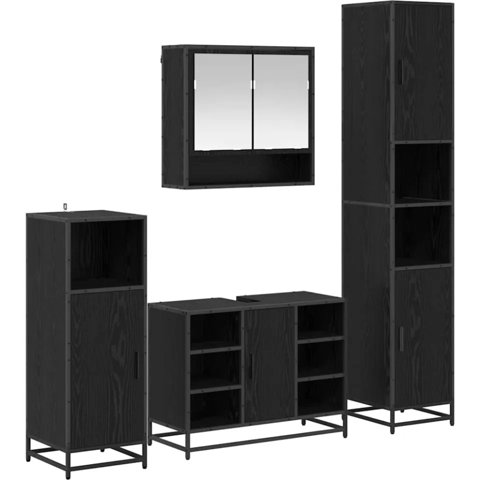 vidaXL Badkamermeubelset 4 st Zwart Eiken 35 x 37,5 x 188,5 cm, foto 3