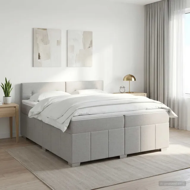 vidaXL Boxspringbed met matras Lichtgrijs 200 x 200 cm Stof