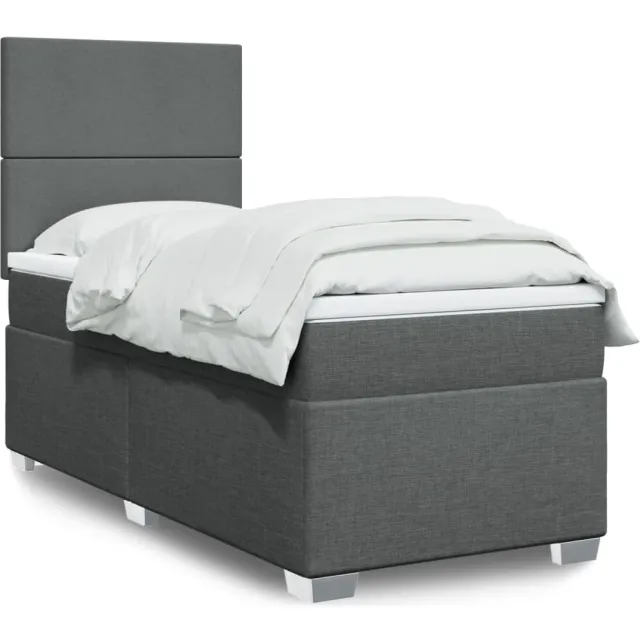 vidaXL Boxspring met matras stof donkergrijs 90x190 cm grijs