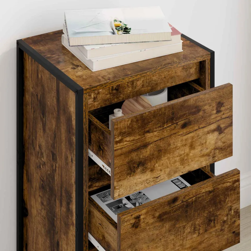 vidaXL Dressoir Gerookt eiken 43 x 36 x 75,5 cm Bewerkt hout, foto 3