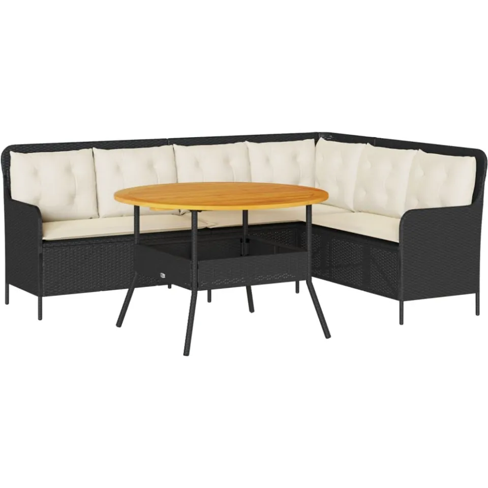 vidaXL 2-delige Loungeset met kussens poly rattan zwart, foto 3