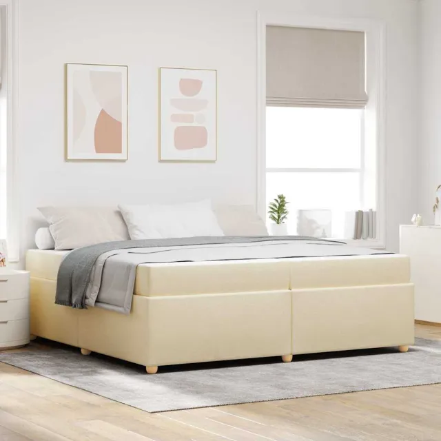 vidaXL Bedframe met matras Crème 200 x 200 cm Stof