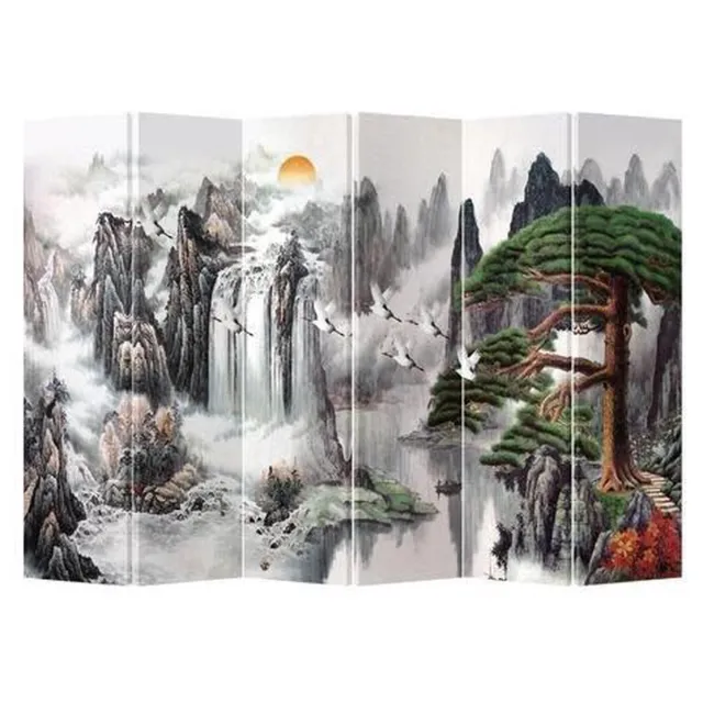 Fine Asianliving Chinees Kamerscherm Oosters Scheidingswand B240xH180cm 6 Panelen Bergenlandschap multi