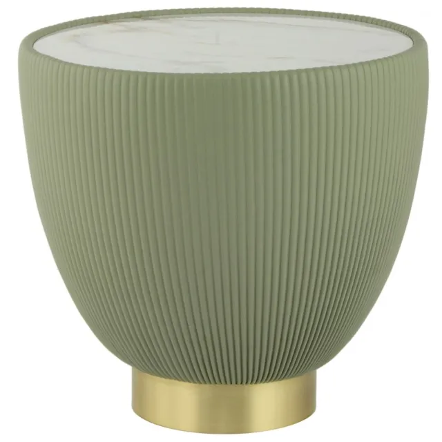Padiro ronde bijzettafel - Ø 47 x 45 cm - Groen - Modern Art deco Glamour - Gesinterde steen, IJzer - binnen/buiten