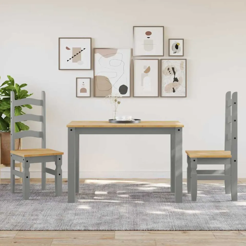 vidaXL Eetkamerstoelen 2 st Corona 42x47x107 cm grenenhout grijs, foto 3