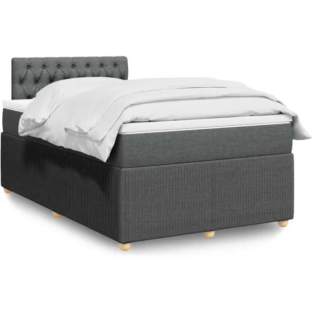 vidaXL Boxspring met matras stof donkergrijs 120x190 cm grijs