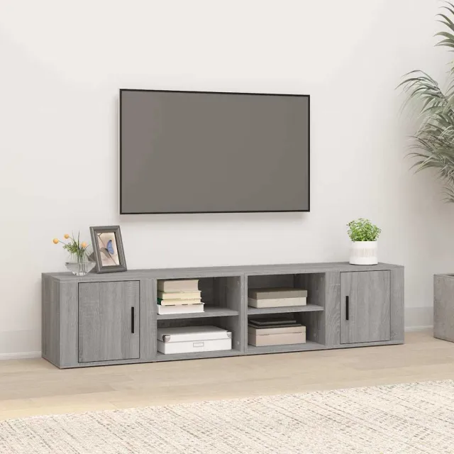 vidaXL Tv-meubels 2 st 80x31,5x36 cm bewerkt hout grijs sonoma eiken, foto 2