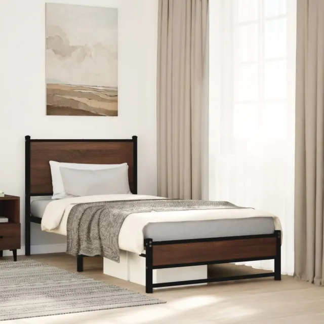 vidaXL Bedframe zonder matras metaal bruin eikenkleurig 80x200 cm