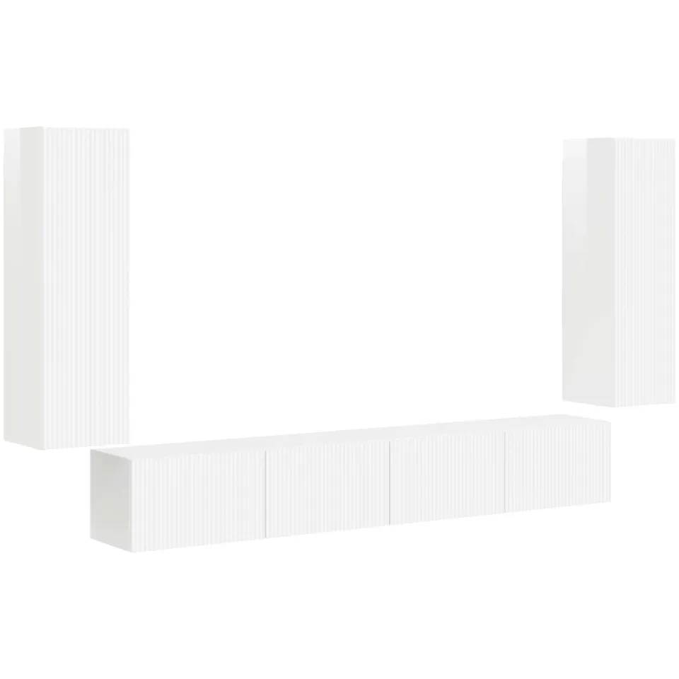vidaXL TV Wandkast Set 4 st Hoogglans wit Bewerkt hout, foto 3