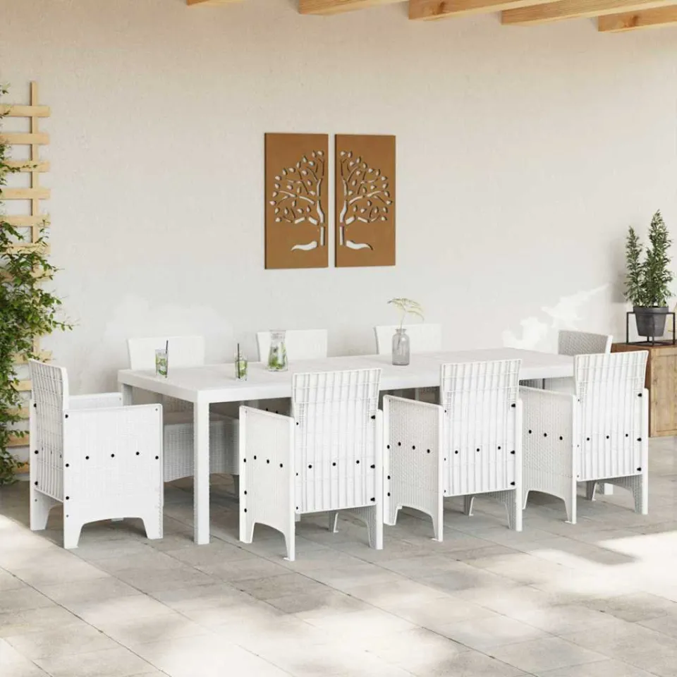 vidaXL Tuinstafel Wit 250 x 100 x 73 cm poly rattan, foto 3