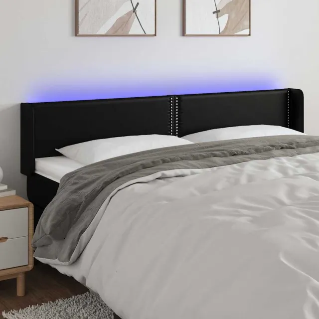 vidaXL Hoofdbord LED 203x16x78/88 cm kunstleer zwart