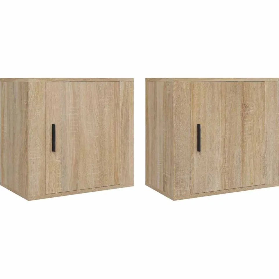 vidaXL Nachtkastjes 2 st wandgemonteerd 50x30x47 cm sonoma eikenkleur Bruin