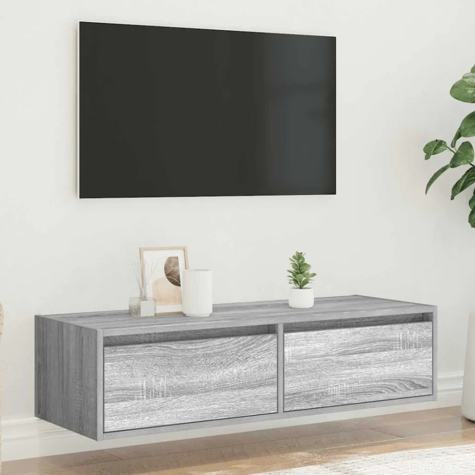 vidaXL Tv-meubel met LED-verlichting 100X35,5x25 cm grijs sonoma eiken, foto 3