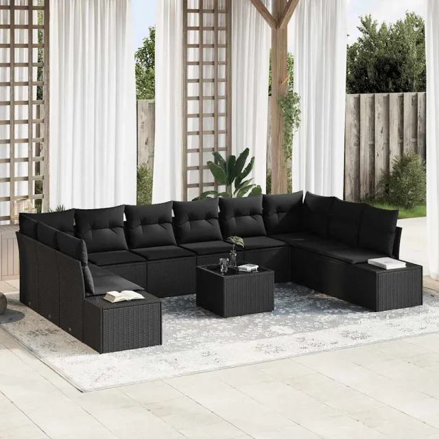 vidaXL Tuin Sofa Set 11 st Zwart poly rattan, foto 2