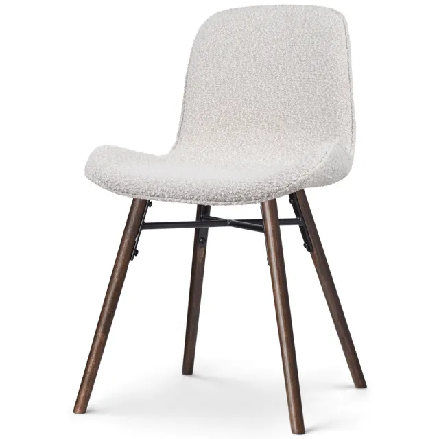 Nolon Nena-Fé eetkamerstoel bouclé beige - walnoot houten onderstel, foto 2
