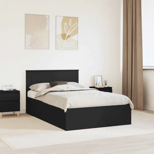 vidaXL Bedframe met hoofdeinde Zwart 120 x 190 cm Bewerkt hout