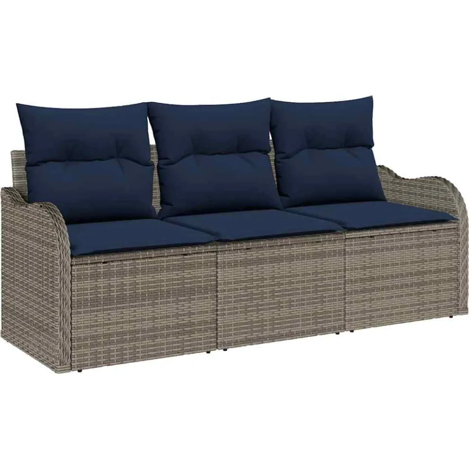 vidaXL Tuin Sofa Set 3 st Grijs poly rattan