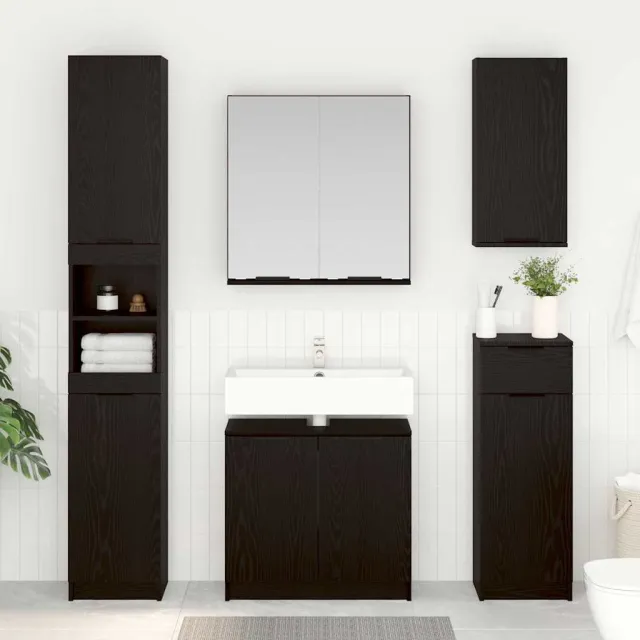 vidaXL Badkamerkastenset 3 st Zwart Eiken Bewerkt hout, foto 2