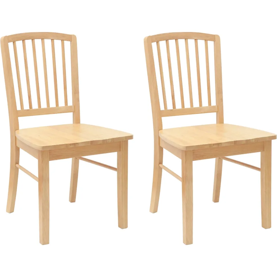 vidaXL Eettafelstoelen 2 st Massief Rubberhout Naturel Bruin