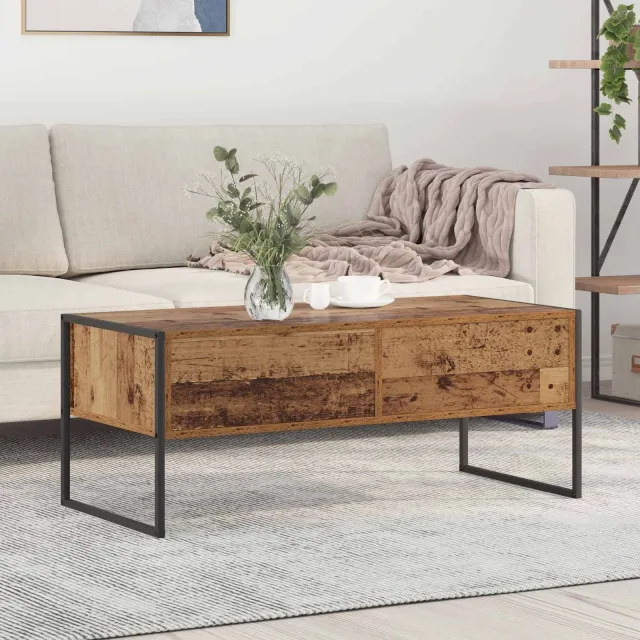 vidaXL Salontafel Oud Hout 100 x 46 x 40 cm Bewerkt hout bruin, foto 2